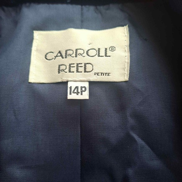 Carroll Reed Blazer Womens 14P Blue Plaid Wool Double Breasted Velvet Collar - Picture 9 of 9